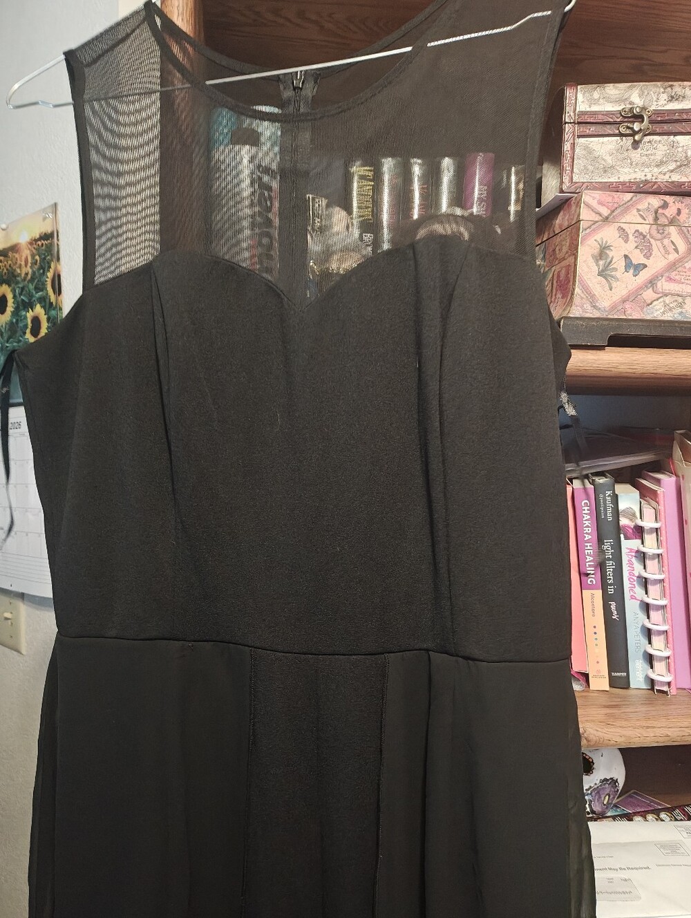 Elegant Black Mesh Yoke Women Jumpsuit Pants